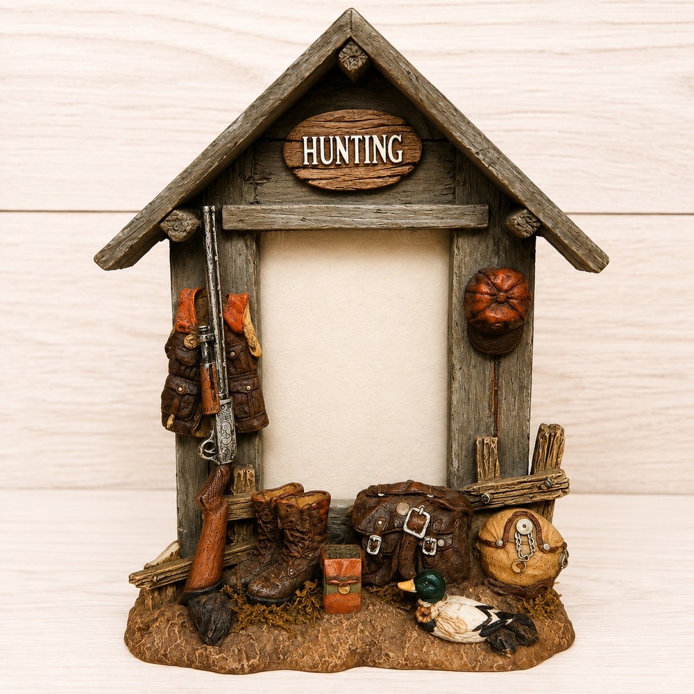 Vintage 3D Western Hunting Cowboy Country Rustic Outdoors Picture Frame 4x6 Pic